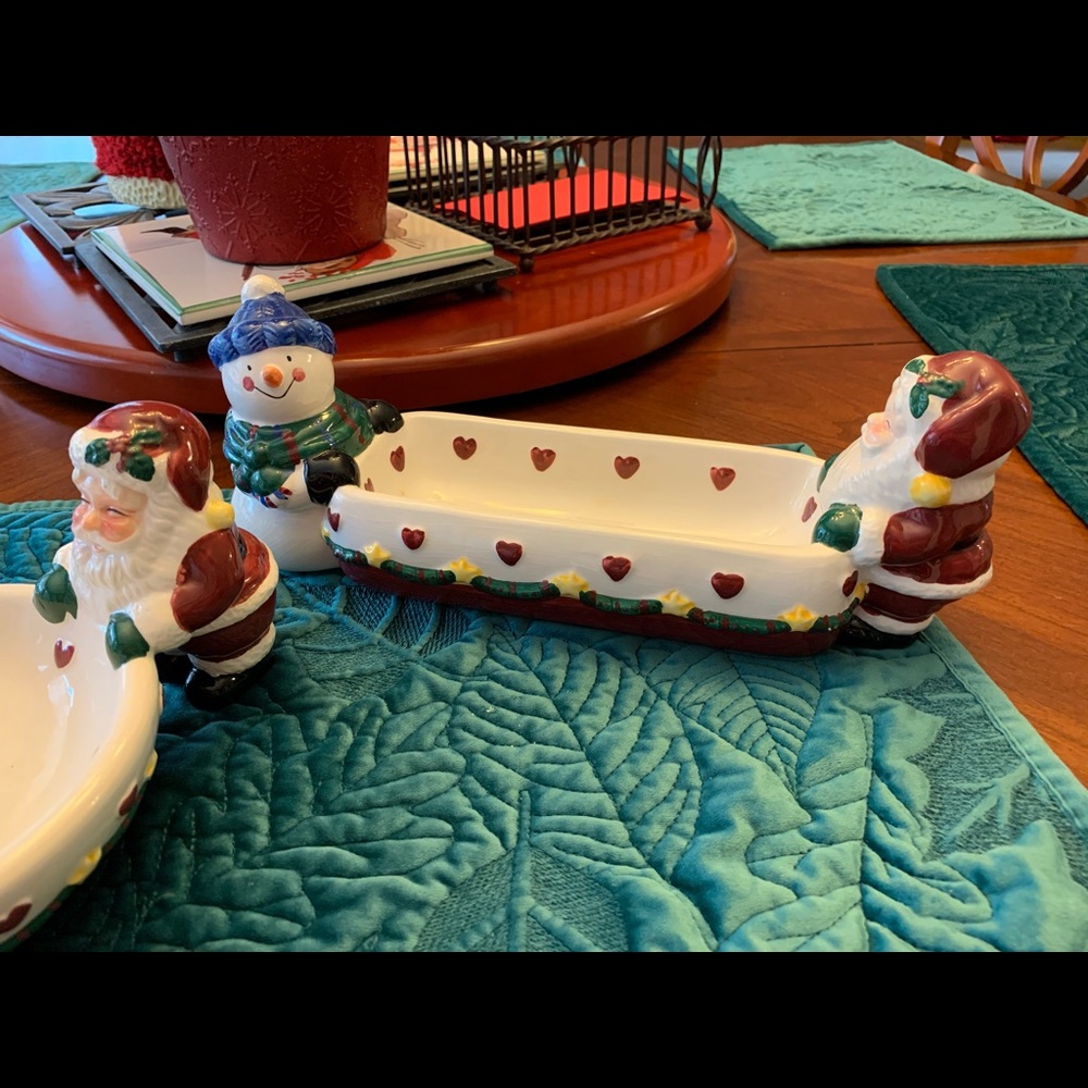 Holiday cracker and dip serving set. Adorable snowmen. - Picture 4 of 4